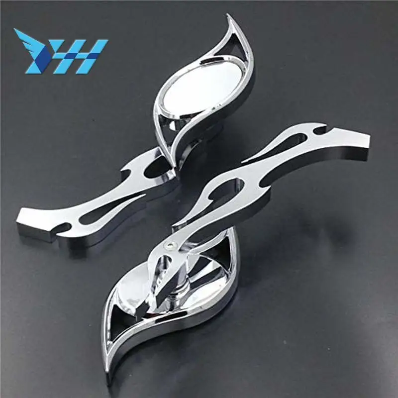 Аксессуары для мотоциклов Хромовая заготовка беговые зеркала для Harley Dyna Wide Glide v-стержень пламя