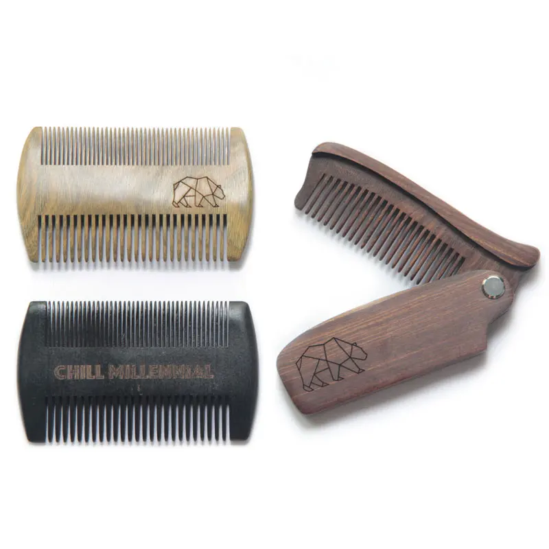 

New Three color Hot Natural Sandal wood Comb Men Beard Care Anti-static barber Wooden Multifunctional Hair Care Tools Hair Brush