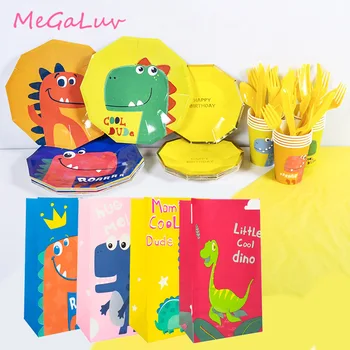 

Birthday Dinosaur Party Gift Bags Candy Box Dino Disposable Tableware Set 4th 5th Birthday Party Decorations Kids Party Supplies