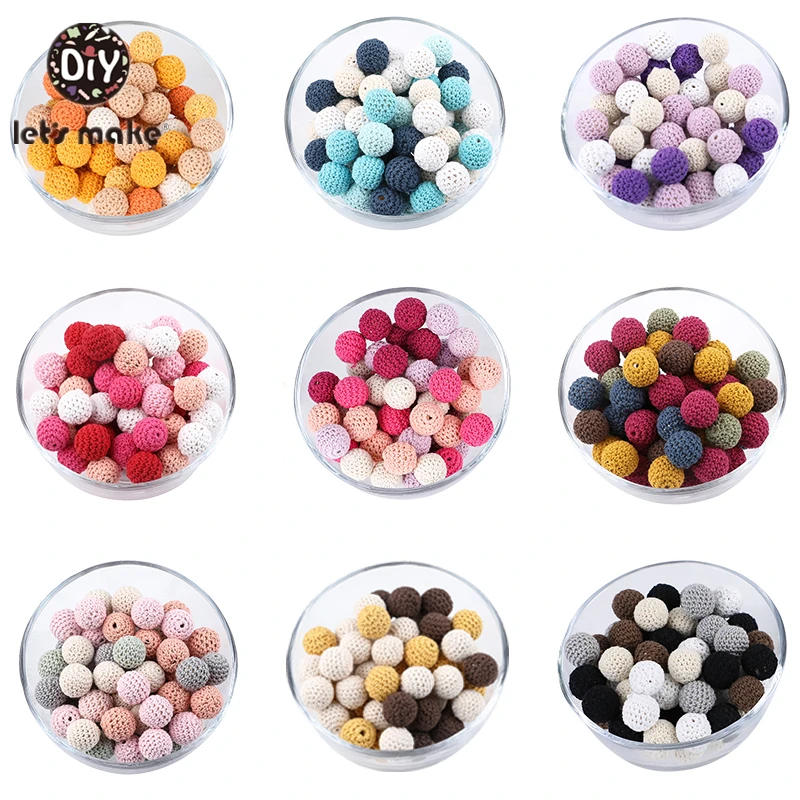 Let's Make 16mm 10pc Wooden Crochet Beads Chewable Beads DIY Wooden Teething Knitting Bead Jewelry Crib Sensory Toy Baby Teether