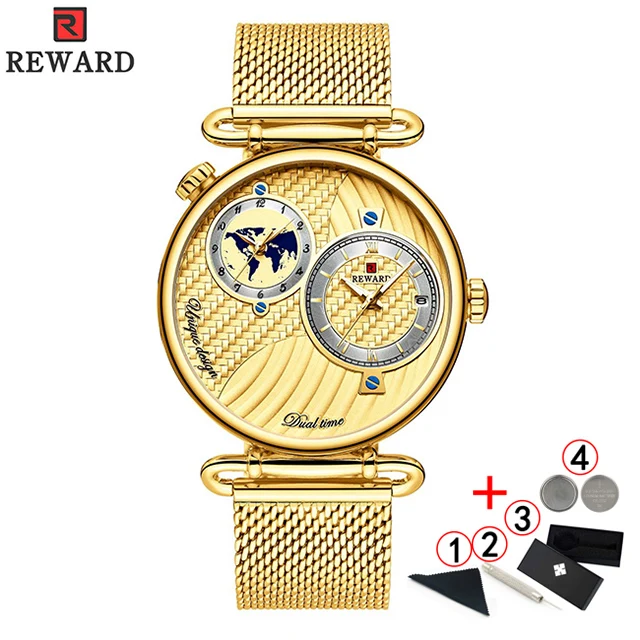 Мужские часы от ведущего бренда класса люкс, мужские часы, деловые мужские наручные часы, наручные часы из нержавеющей стали, Relogio Masculino - Цвет: gold-add-box