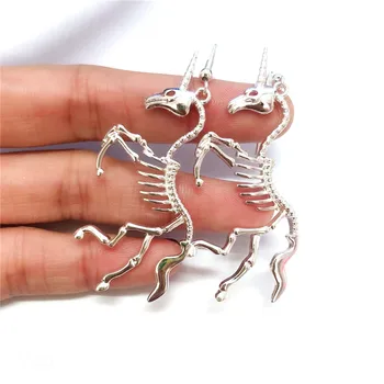 

Personality Punk Alloy Dangle Earring New Silver Color Earring Hyperbole Unicorn Skeleton Drop Earring for Women Fashion Jewelry