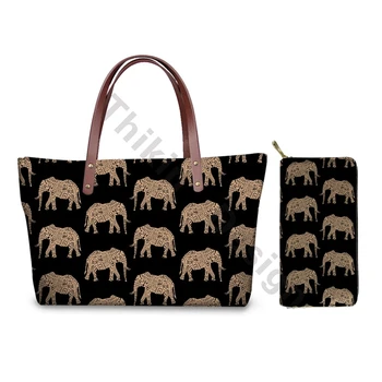 

Bohemian Elephant Print Designer Bag 2020 Women Handbags Wallet Set Casual Large Size Clutch Bag Bolso Bandolera Mujer