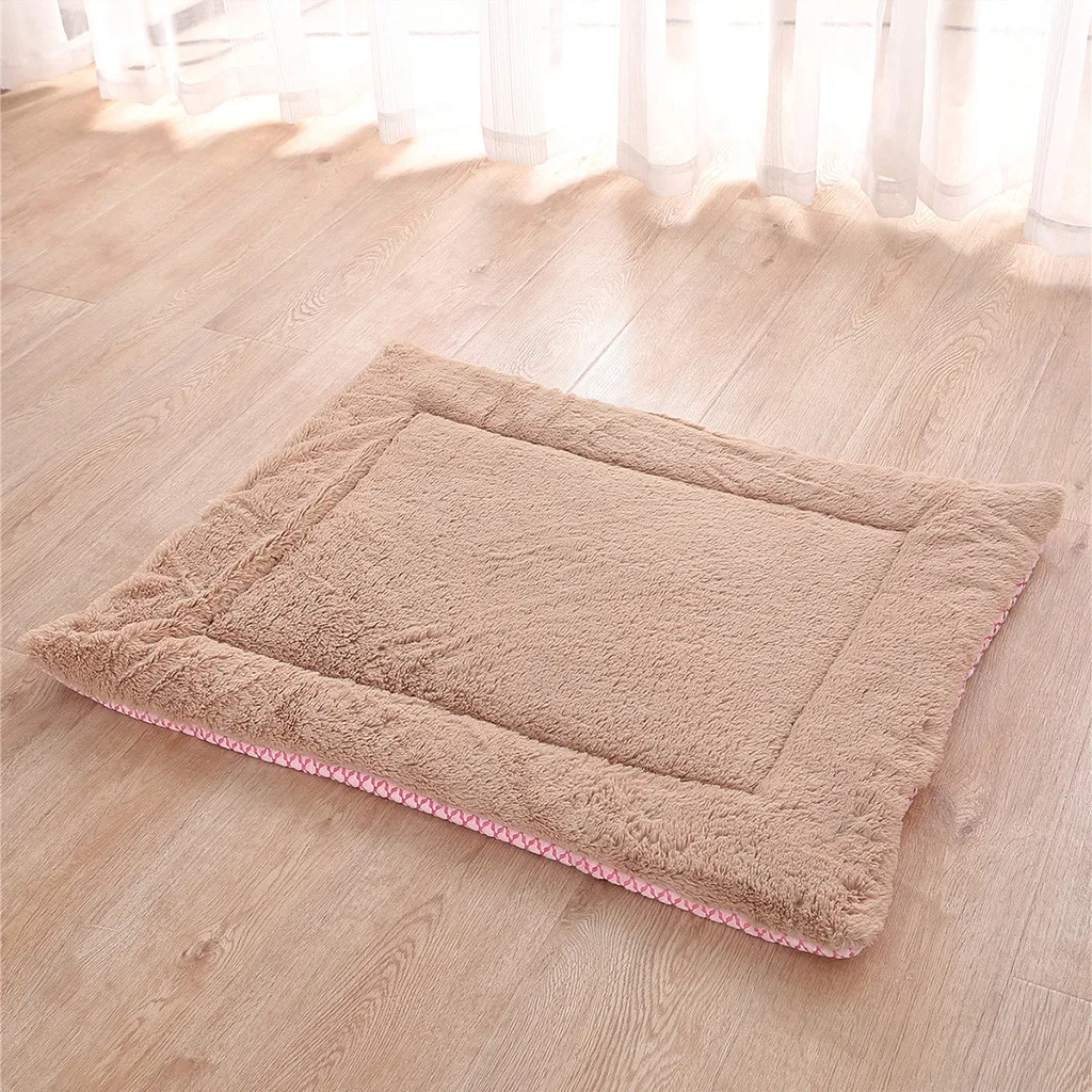 Короткий плюшевый коврик для кровати для питомца, теплый спальный матрас, маленькая, средняя, большая кровать для собаки, кошки, дышащая подушка для питомца, мягкий теплый коврик для сна