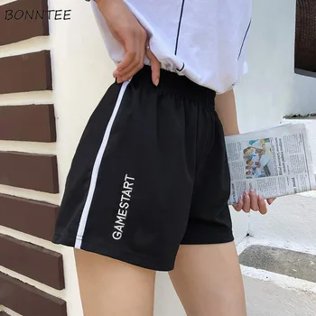 

Shorts Women Breathable Sports Leisure Simple Short Elastic Womens Fashion Letter Embroidery Students Loose Ulzzang Lady Striped