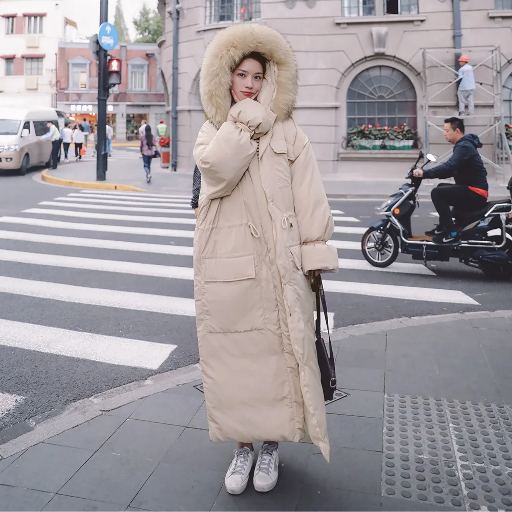 

Photo Shoot Korean-style And Ankle Long Cotton Overcoat 2019 Winter New Style Retro CHIC-Style Large Fur Collar Hooded Cotton Co