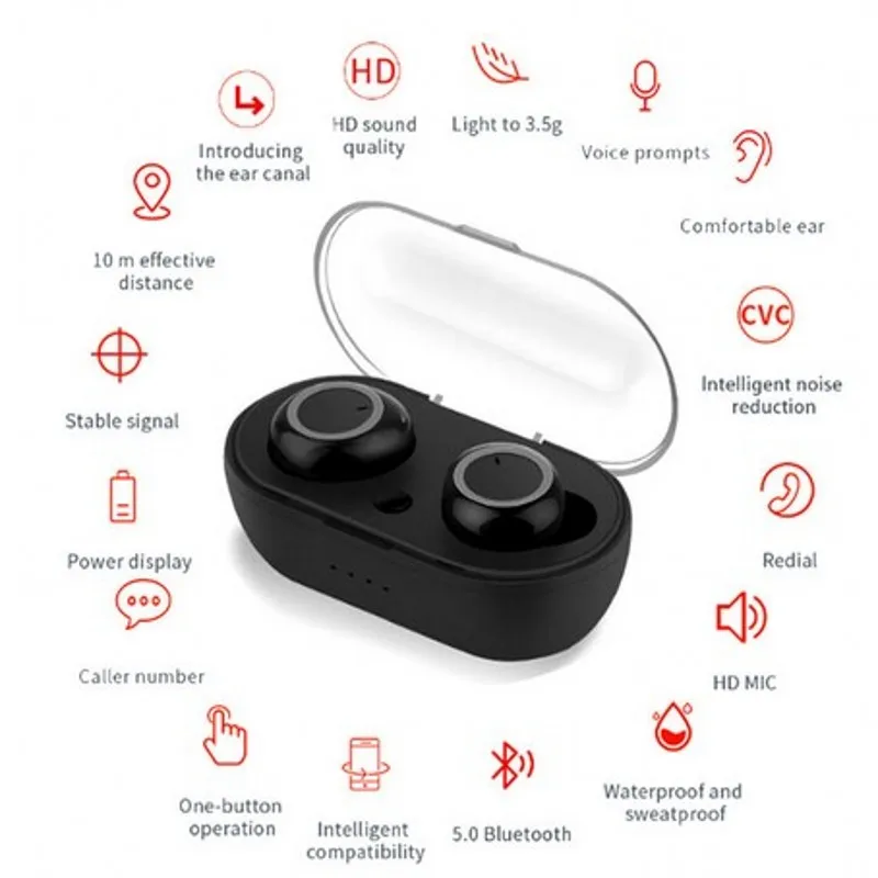 Беспроводные наушники Briame, Bluetooth 5,0 TWS, bluetooth-гарнитура, HIFI, мини наушники-вкладыши, спортивные наушники для бега, для смартфонов