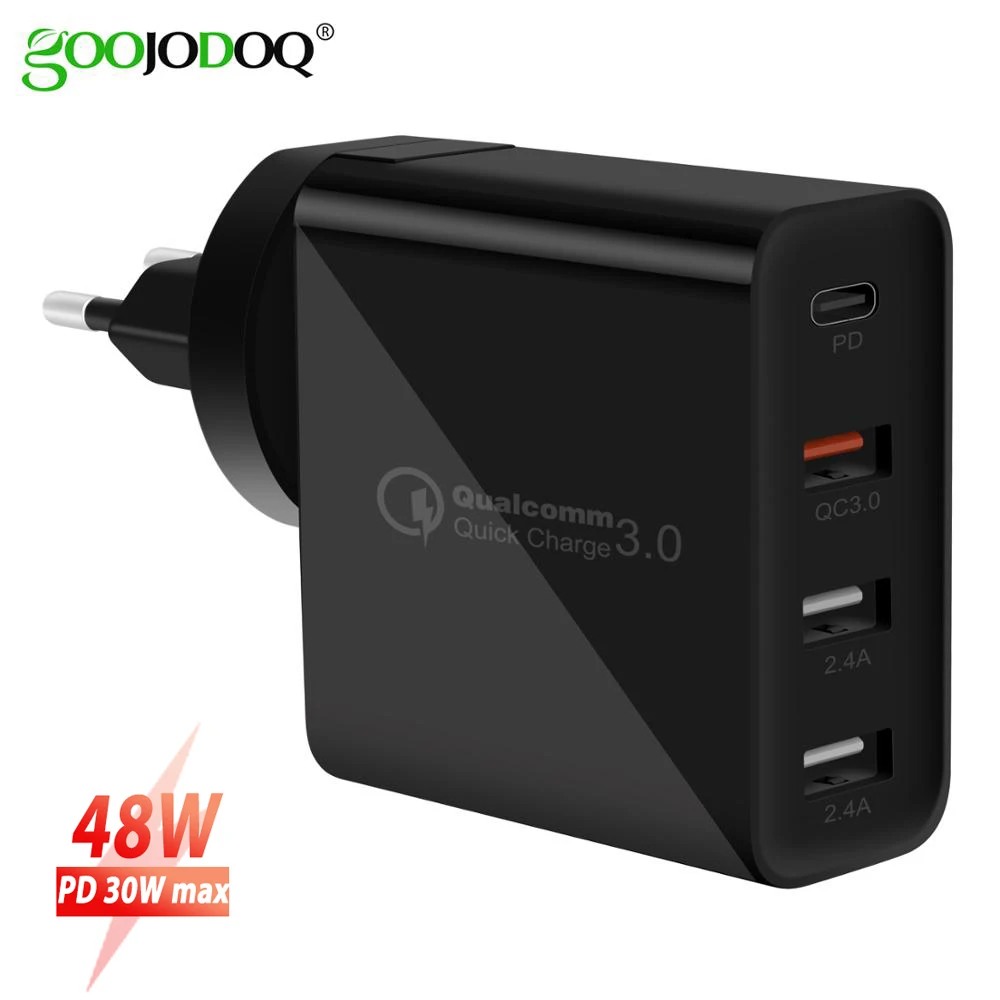 

GOOJODOQ PD 48W USB type C Charger Quick Charge 3.0 Wall Fast Charger for Apple MacBook Air iPad Pro iPhone Samsung Huawei HTC