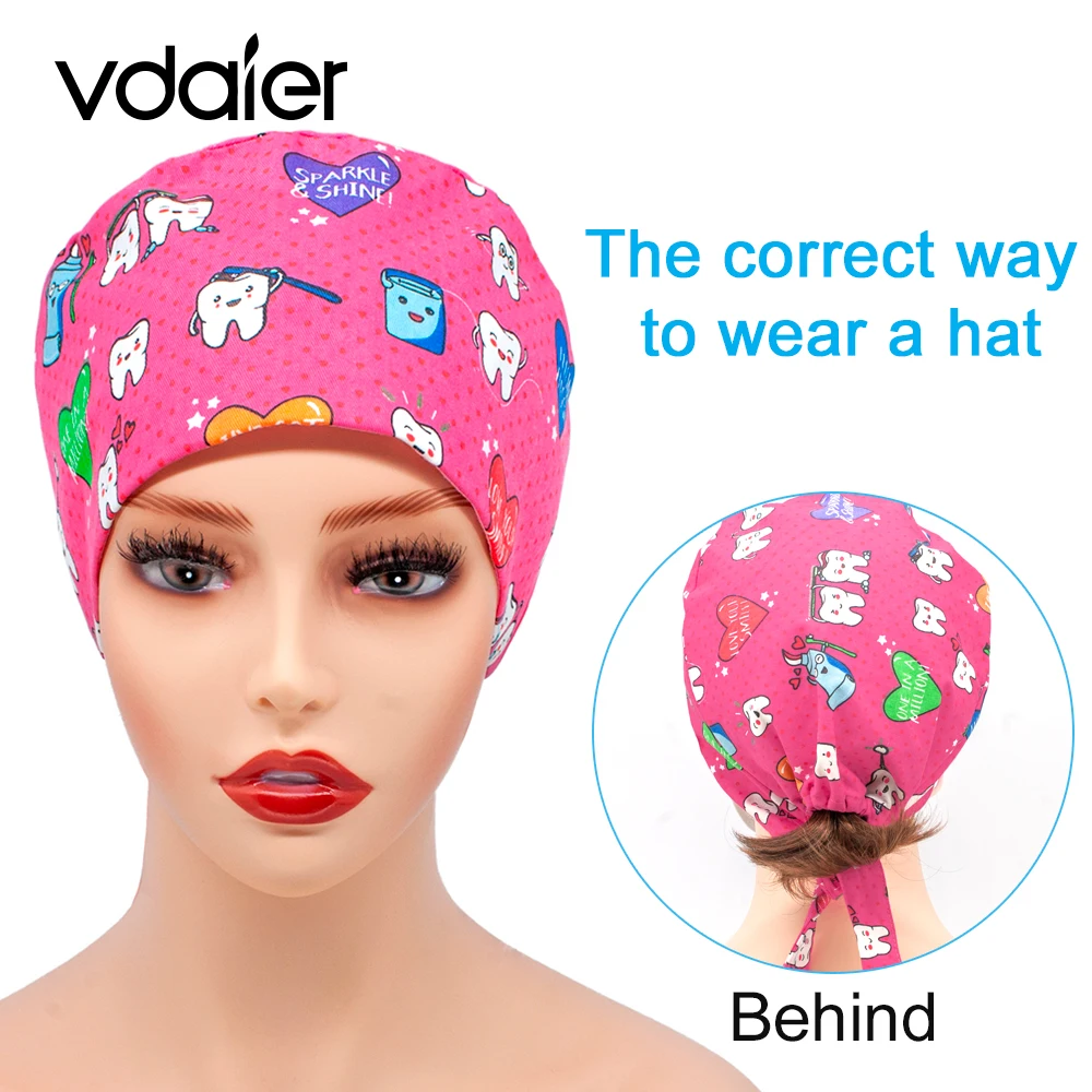 nurse surgical scrub hats caps printed 