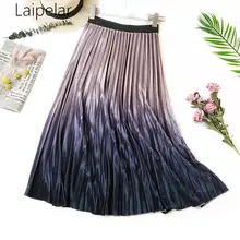 Laipelar новая теплая бархатная юбка миди для женщин на осень зиму корейская градиентная Женская длинная Плиссированная юбка с высокой талией для женщин