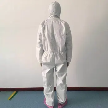 

Disposable protective clothing white conjoined 2-layer non-woven breathable dustproof and waterproof Neutral insulation clothing