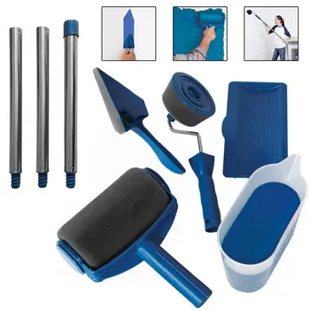 

6PCS DIY Paint Roller Brush Tools Set Seamless Roller Set With Extendable Pole Kit For Household Use Wall Decorative