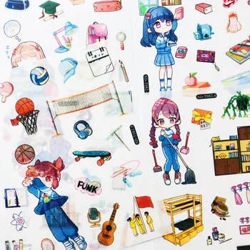 

6 Sheets /Pack Kawaii School Girls Paper Diary Sticker Notebook Computer Phone DIY Decoration