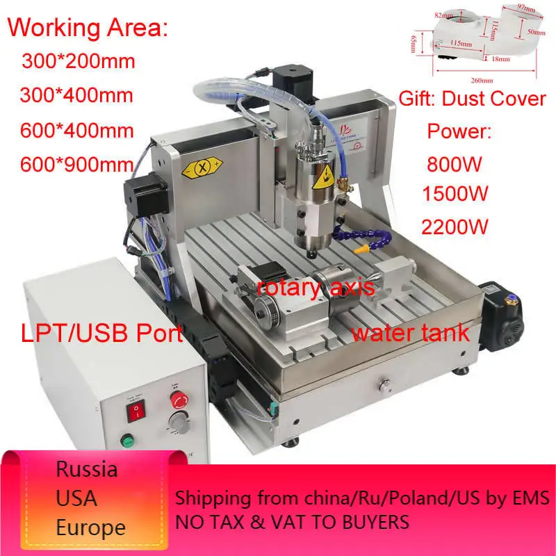 

CNC Router 6040 4 Axis 2.2KW Metal 3D Carving Woodworking Machine 3040 USB Port Milling Engraving Machine 6090 with Water Tank