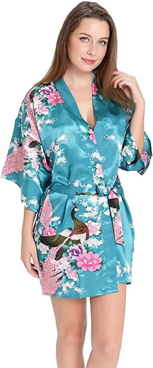 Silk Satin Wedding Robe Kimono Night Bathrobe For Women bride robes silk robe women sleepwear