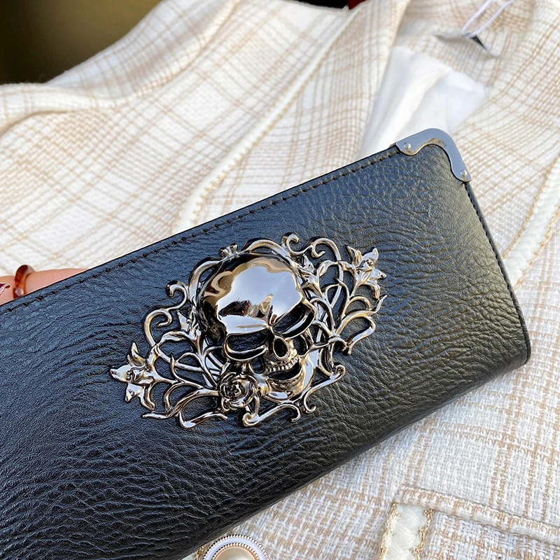 Elegant Skull-Style Women's Wallet – Long Luxury Design Card Holder & Phone Bag