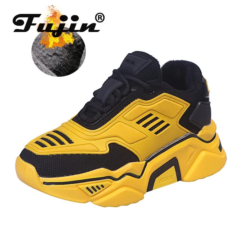 

Fujin Sneakers Women Winter Plush Keep Warm Fashion Thick Bottom Breathable Round Toe Platform Solid Leisure Muffin Women Shoes