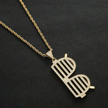 

Hip Hop Full CZ Stone Paved Iced Out Bling Gold Color Sunglasses Pendants Necklace for Men Rapper Jewelry