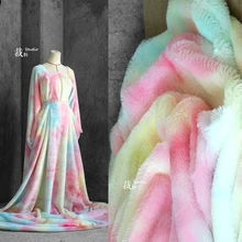 Watercolordyed волос зимние сапоги на искусственном кроличьем меху ткань из толстого плюша пальто с мехом из кораллового флиса; шерстяная обувь; дизайнерские ткань для Сывороточного Белка