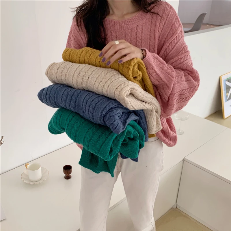Осень-зима, женский свободный свитер в полоску, модный свитер с длинным рукавом, топы, тонкие теплые Повседневные свитера, джемпер