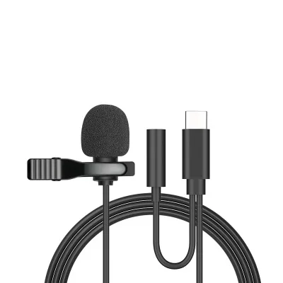 3.55mm Microphone Clip Tie Collar for Mobile Phone Speaking in Lecture 1.5m Type C Bracket Clip Vocal Audio Lapel USB Microphone gaming microphone Microphones