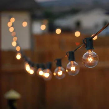 

25Ft G40 Globe Bulb String Lights with 25 Clear Ball Vintage Bulb Indoor/Outdoor Hanging Umbrella Patio String Lighting Fixtures