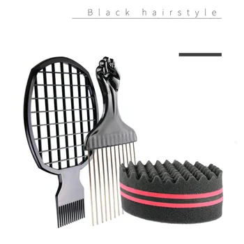 

3pcs/set Magic Sponge Hair Brush Salon Barber Wave Comb for Afros Curls Coils Dreadlocks hair styling G0316
