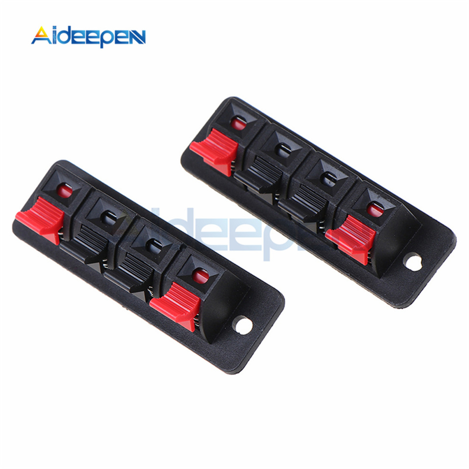 2Pcs Plastic 4 Positions Connector Terminal Push In Jack Spring Load Audio Speaker Terminals Breadboard Clips