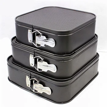 

3PCS Square Nnon Stick Springform Cake Baking Bake Tin Pan Tray Bakeware Tool Leak-proof Tight Seal Design