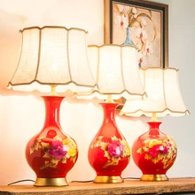 Китайский красный цветок, Керамическая Настольная лампа, блестящий дизайнерский светильник, Светильники для гостиной, спальни, прикроватный офисный художественный декор, Домашний Светильник ing
