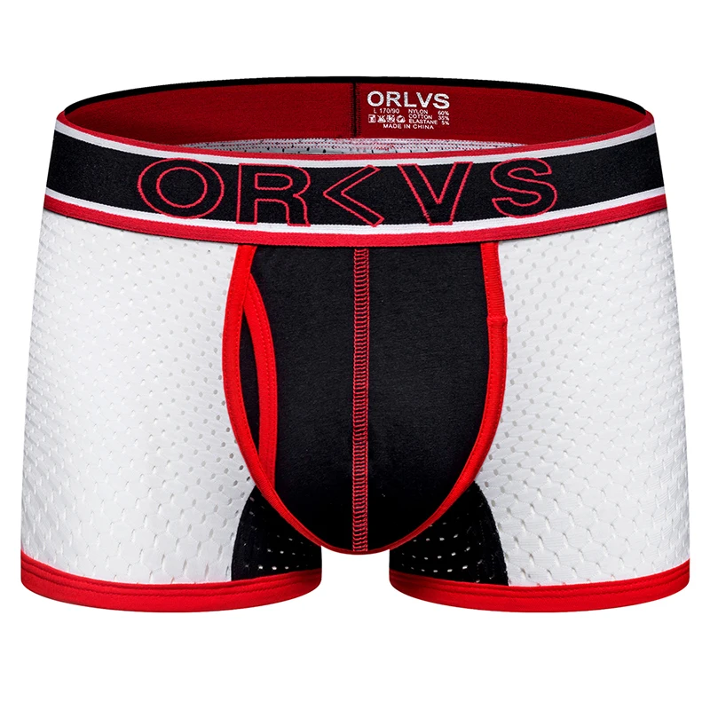 ORLVS Брендовое Мужское нижнее белье мужчины боксеры cueca tanga быстросохнущие дышащие боксеры para hombre calzoncillo мужские боксеры шорты мужские брюки - Цвет: OR201-white
