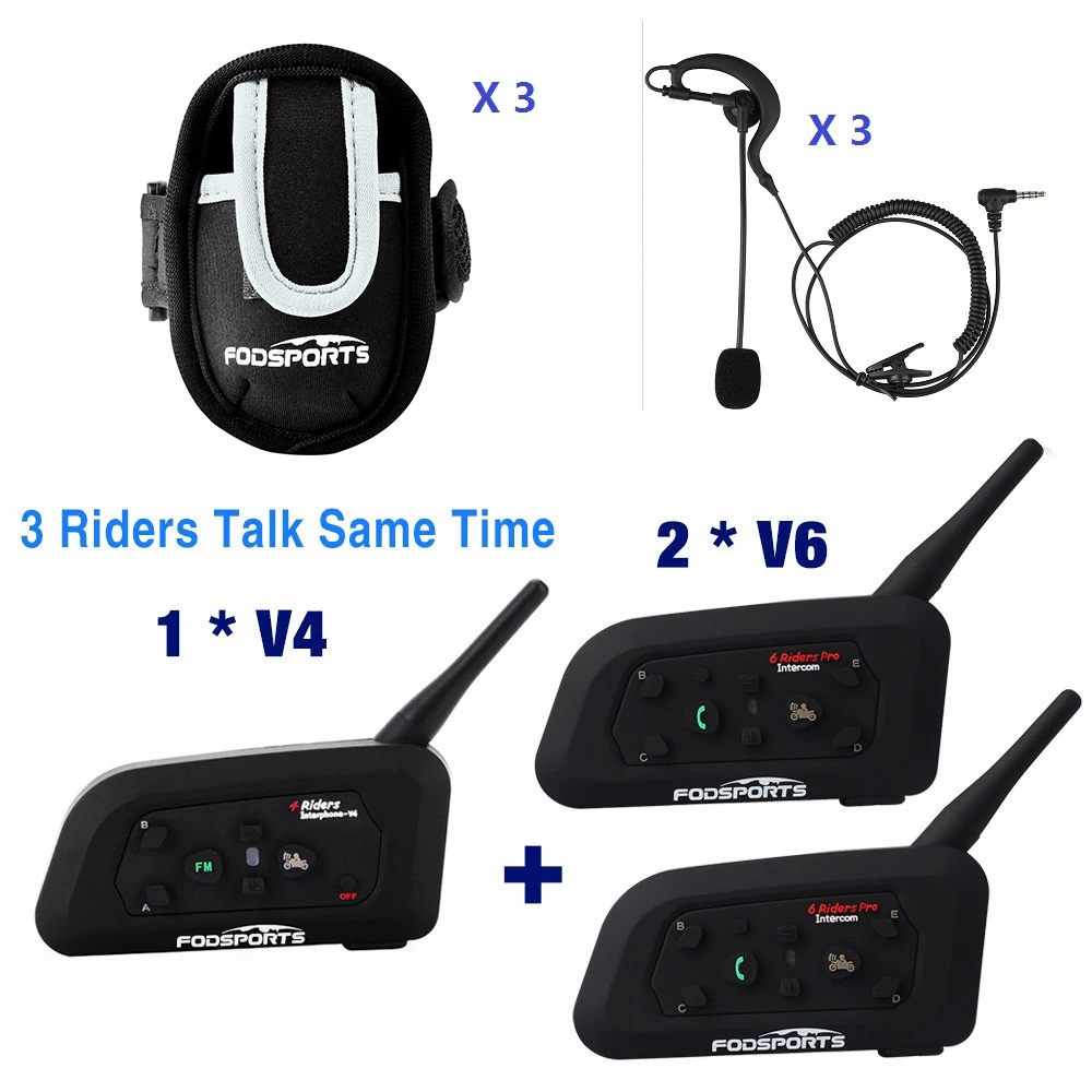 Fodsports V6 V4 Bt Intercom Wireless Bluetooth Helmet Headset ...