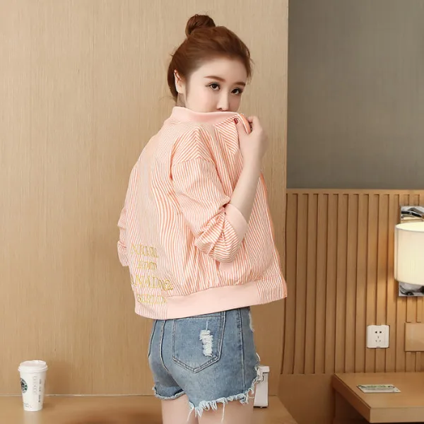 Greatest  WYWAN Autumn 2019 women's jacket vintage stripe jackets casual coat autumn long sleeve outwear wome