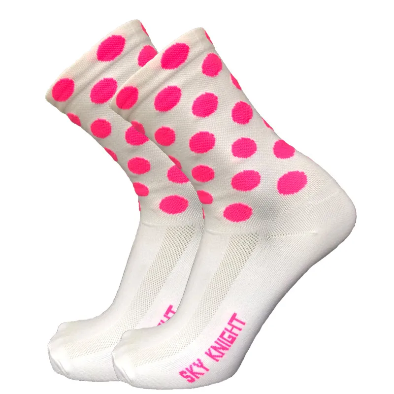 SKYKNIGHT компрессионные велосипедные носки в горошек мужские женские носки для бега спортивные велосипедные носки