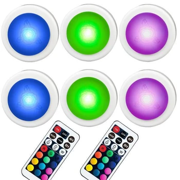 

6pcs Remote Control Home Decor Wall Lamps Kids Adults Bedroom Dec Christmas Gift Round Shape RGB LED Atmosphere Light