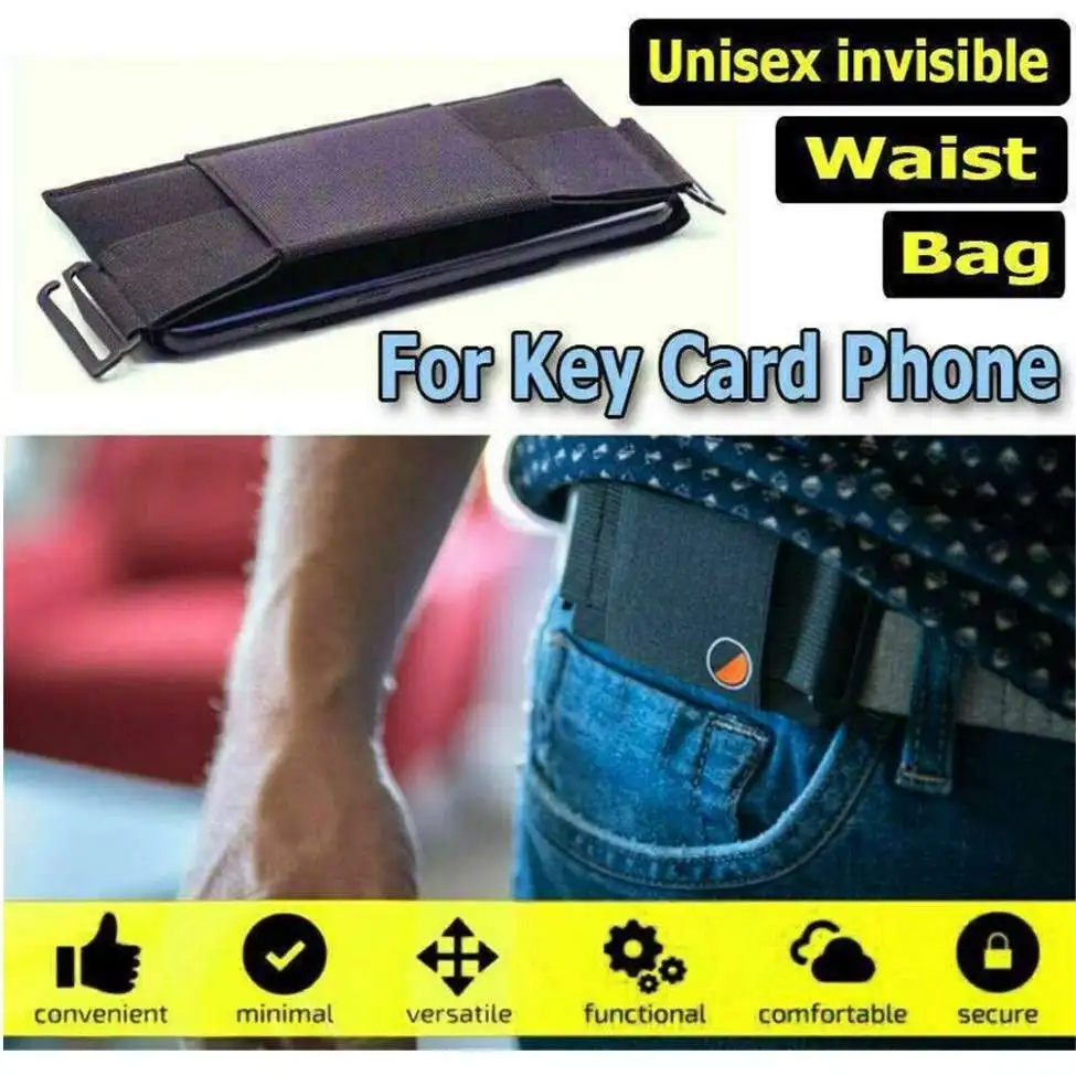 ZYBB Minimalista Invisible Wallet Waist Bag Unisex Waist Bag Mini Pouch for Key Card Phone Sports Outdoor 
