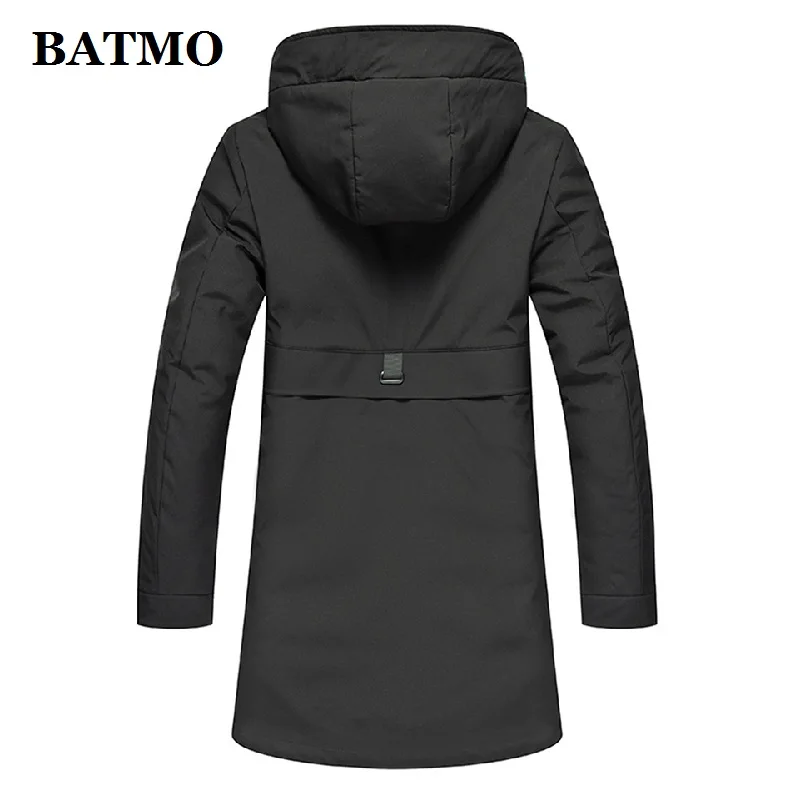 BATMO 90% белые куртки с капюшоном на утином пуху, мужские зимние пуховики, толстое теплое пальто, большие размеры 9019