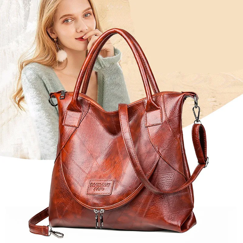 

2020 New Style WOMEN'S Bag Europe And America Pu Joint Soft Leather Crossbody Bag Large Capacity-Style Simple Travel Handbag