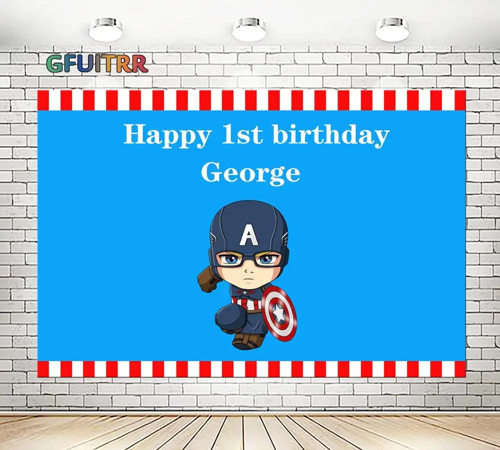 GFUITRR Капитан Америка фотография Фон детский душ день рождения фото фон красный синий баннер виниловый фото стенд реквизит