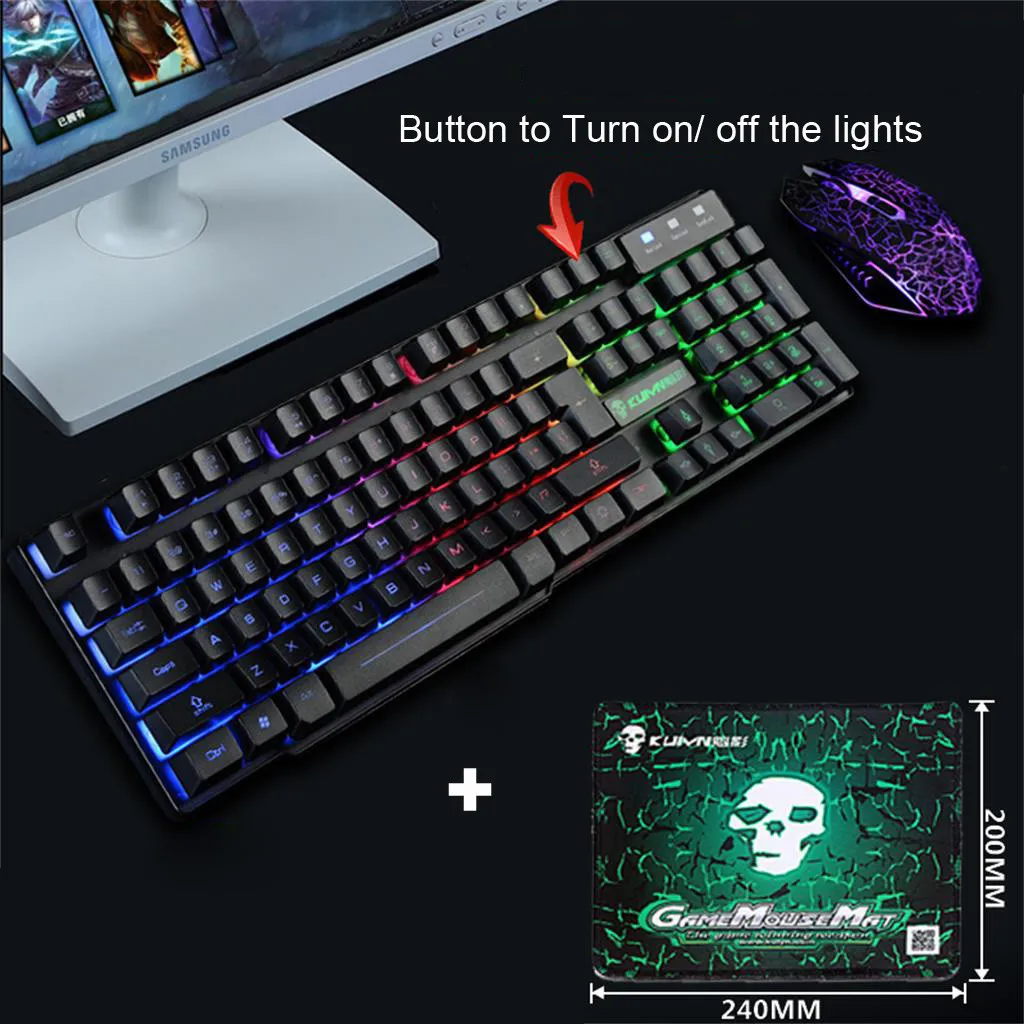 Клавиатура и мышь Teclado Gamer T6 с радужной подсветкой Usb эргономичный для ПК ноутбука