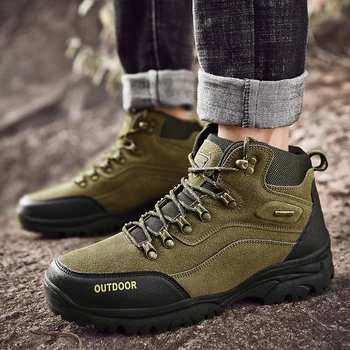 

Big Size 47 Outdoor Climbing Hiking Shoes Mens Outdoor Wearable Hunting Boots Waterproof Anti-skid Sneakers Man High Ankle Boots