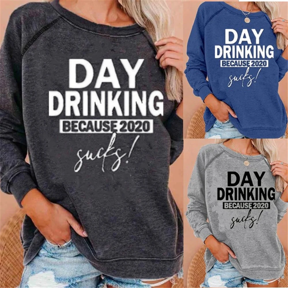 

DAY Letters Womens Tshirts Spring Autumn Loose O Neck Printed Women Tops Casual Female Clothes