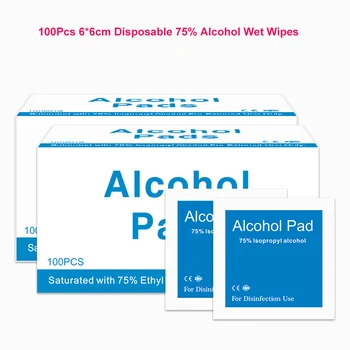 

100Pcs 6*6cm Disposable 75% Alcohol Wet Wipes Alcohol Disinfection Wet Pads Independent packing Sterilization Wet Wipes