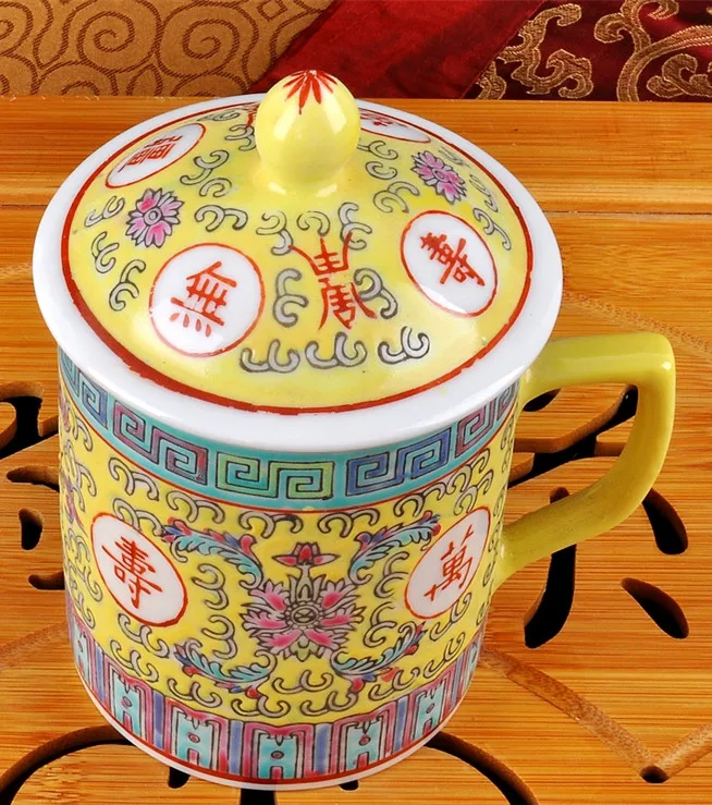 Традиционный китайский дзиндэжэнь чайная чашка с крышкой керамическая фарфоровая кружка для кофе посуда для напитков 300 мл
