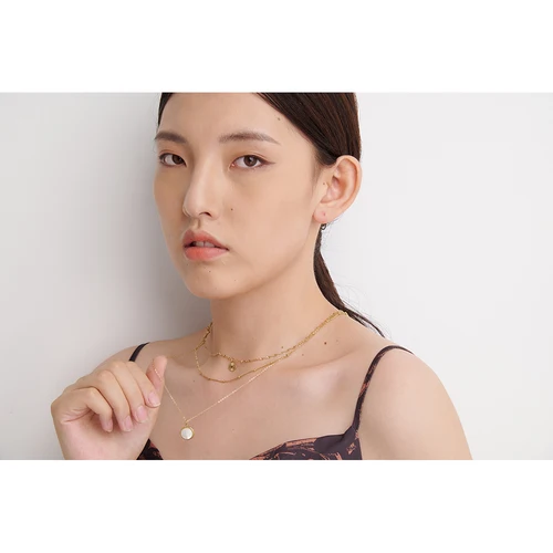 Yhpup-보헤미안 라운드 펜던트 스테인레스 스틸 목걸이 체인, 절묘한 금속 질감 칼라, 여성 목걸이, 사무실 선물 3