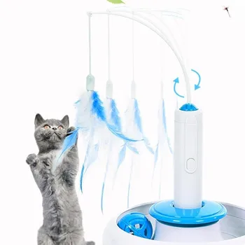 

1pc Pet Cat Toy Electric Rotating 360 Degree With Feather Interactive Cat Stick Cat Kitten Dog Cats Intelligence Trainning