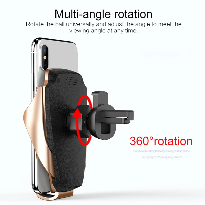 Автоматический зажим беспроводное автомобильное зарядное устройство 10 Вт Быстрая зарядка держатель телефона крепление в автомобильное вентиляционное отверстие для iPhone XR 8Plus смартфон