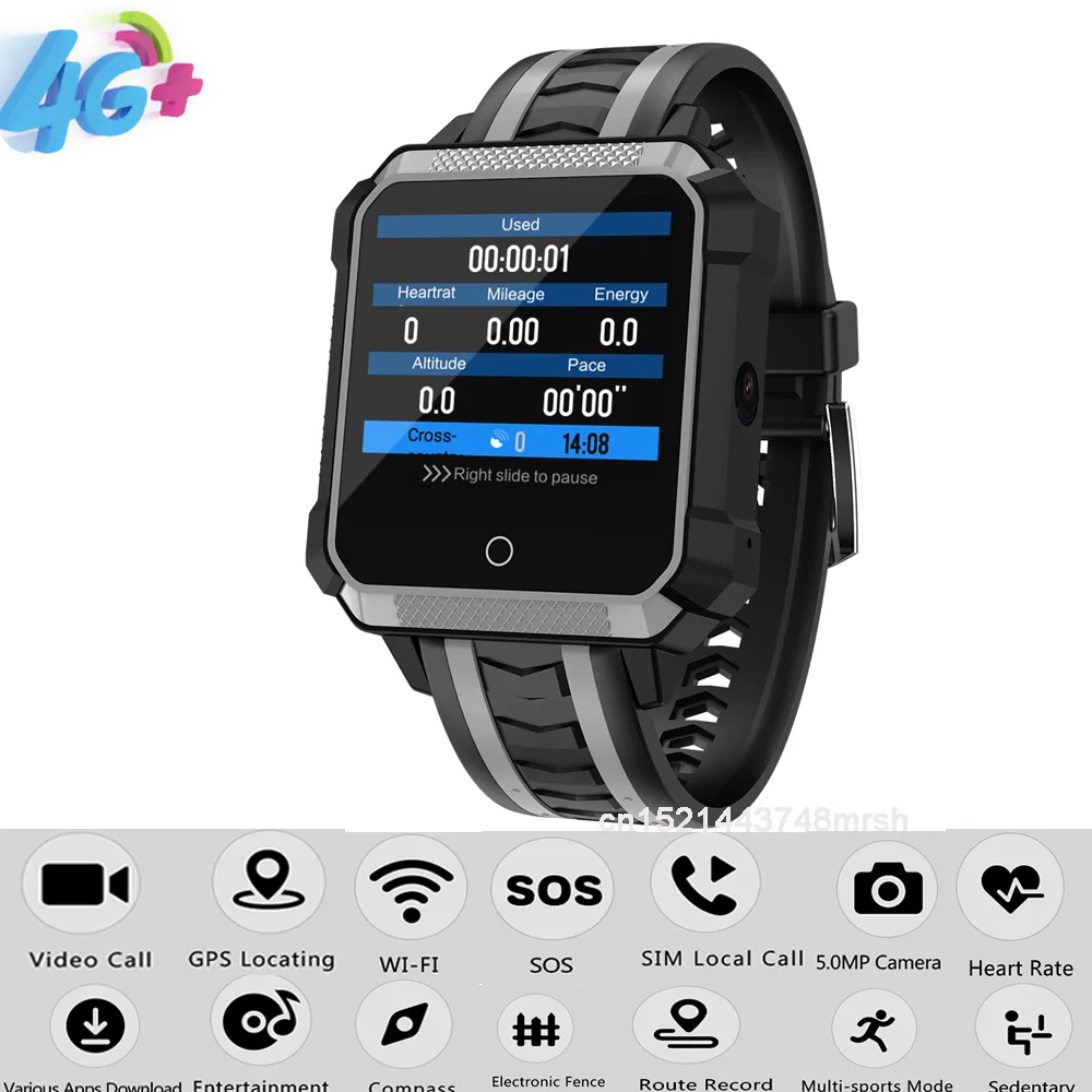 4G мужские смарт-часы с функцией видеозвонка, часы с gps, умные часы IP68, водонепроницаемые мужские Смарт-часы на Android 6,0, 1 Гб+ 8 Гб, WiFi, H7, умные часы - Цвет: Gray