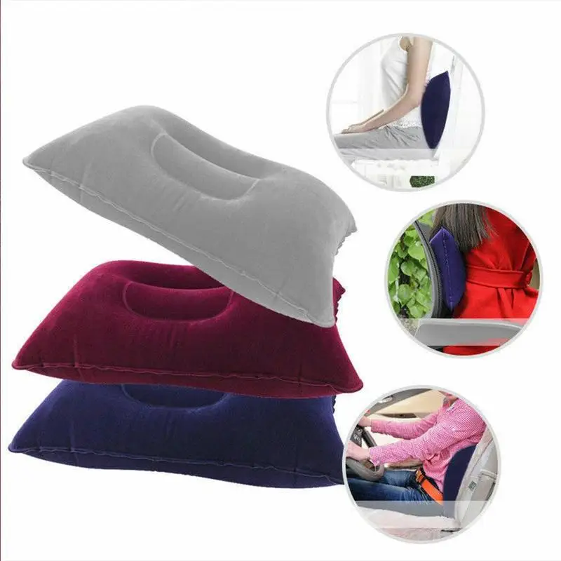 

7 Colors Portable Inflatable Pillow Travel Air PVC Cushion Beach Car Plane Hotel Head Rest Camping Hiking Tool 38*24cm