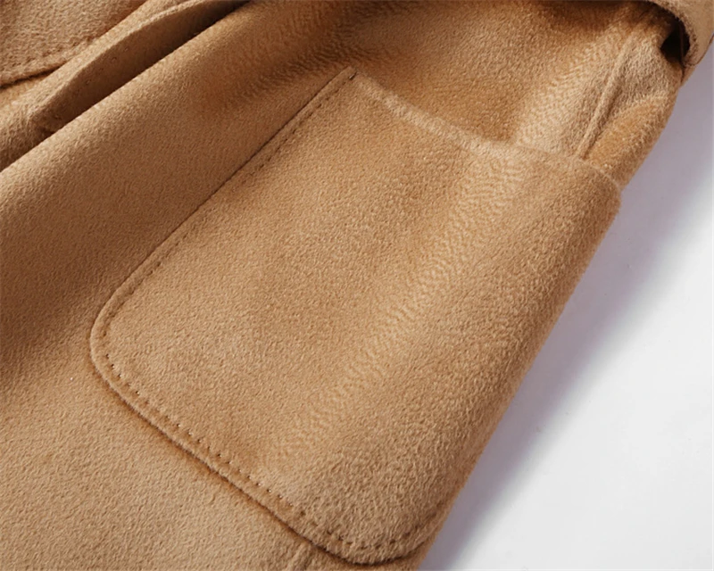 Женское осеннее зимнее кашемировое пальто модное роскошное кашемировое шерстяное пальто карамельного цвета Тренч
